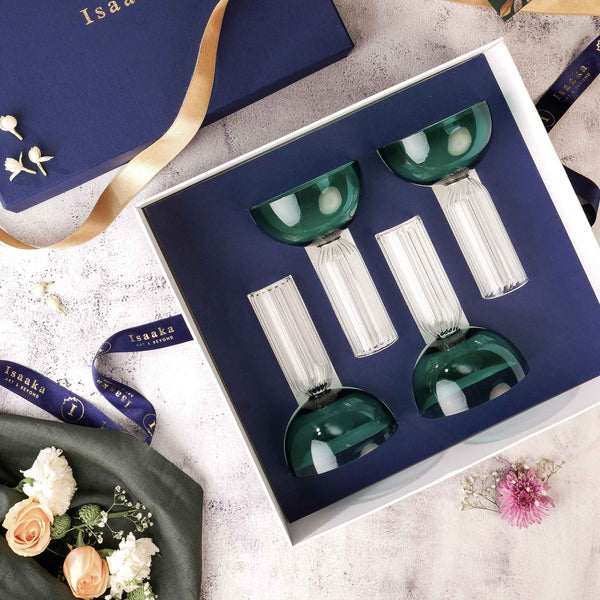 Teal DD Bowl Glass Gift Box (s4)