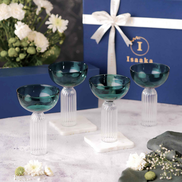 Teal DD Bowl Glass Gift Box (s4)