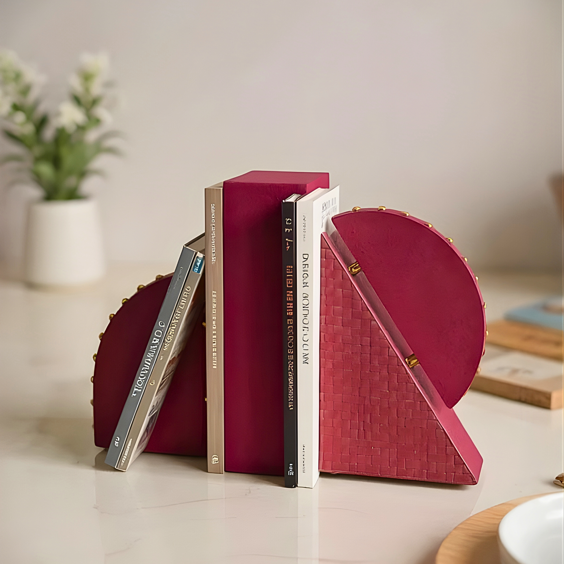 The Cubist Bookend genuine leather cubist geometric bookend India - The Mage Home
