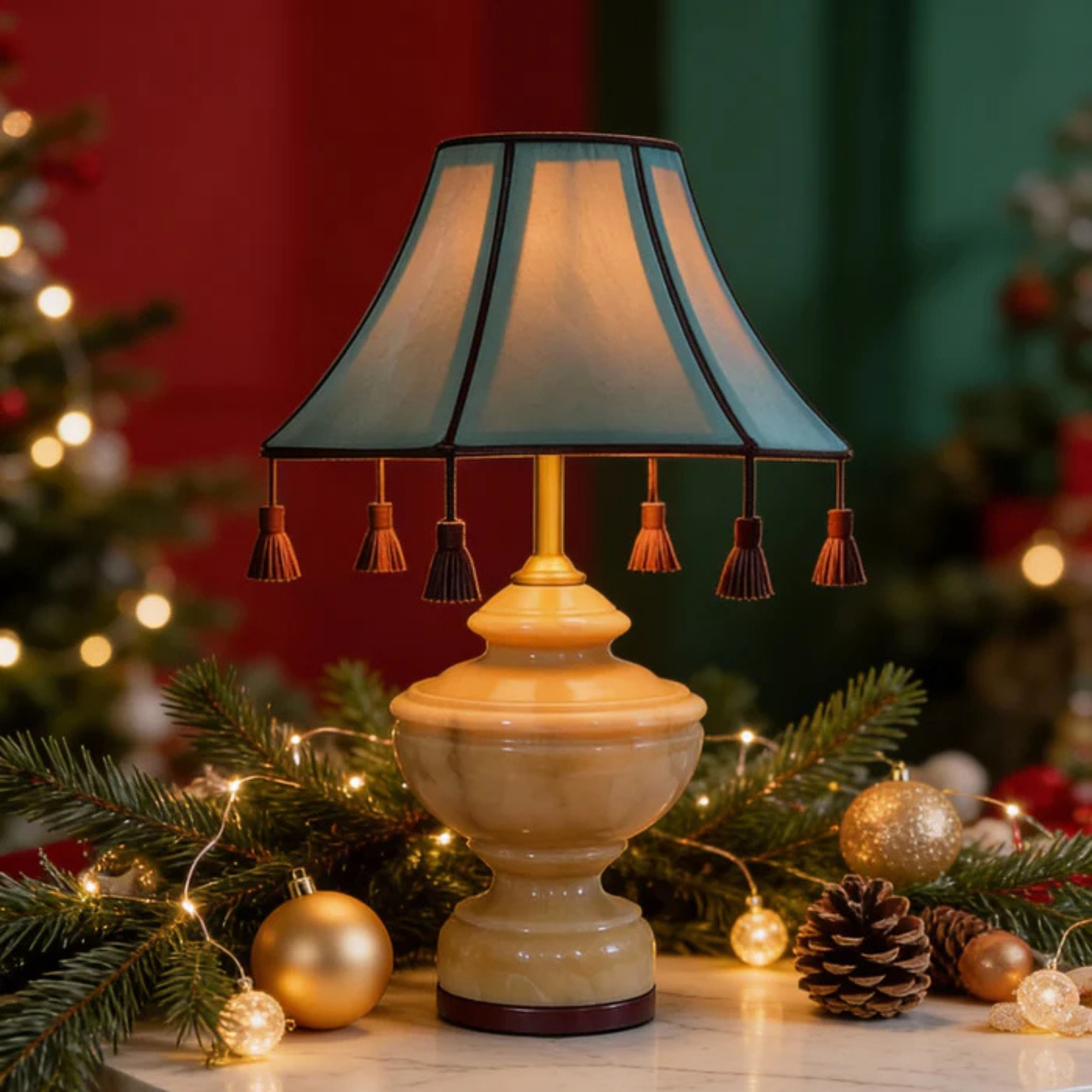 The Solace Table Lamp premium leather shade solace table lamp India - The Mage Home