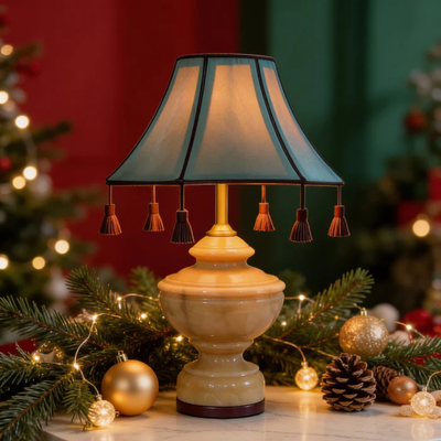 The Solace Table Lamp premium leather shade solace table lamp India - The Mage Home