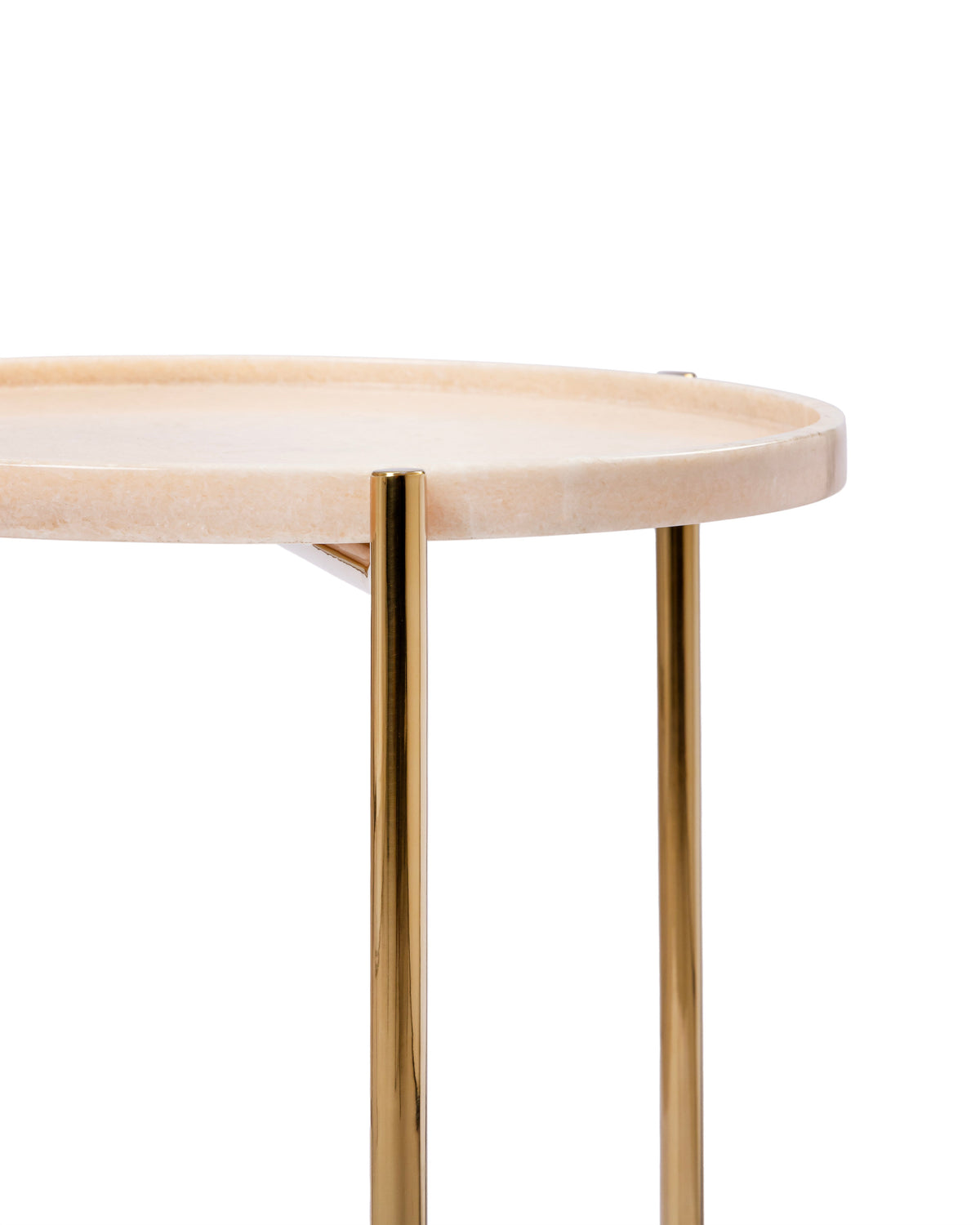 Tri Metal Accent Table â€” Rose Gold & Pink Marble | Handcrafted Side Table