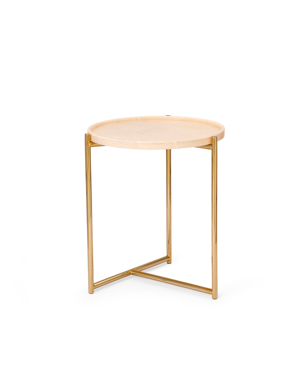 Tri Metal Accent Table â€” Rose Gold & Pink Marble | Handcrafted Side Table