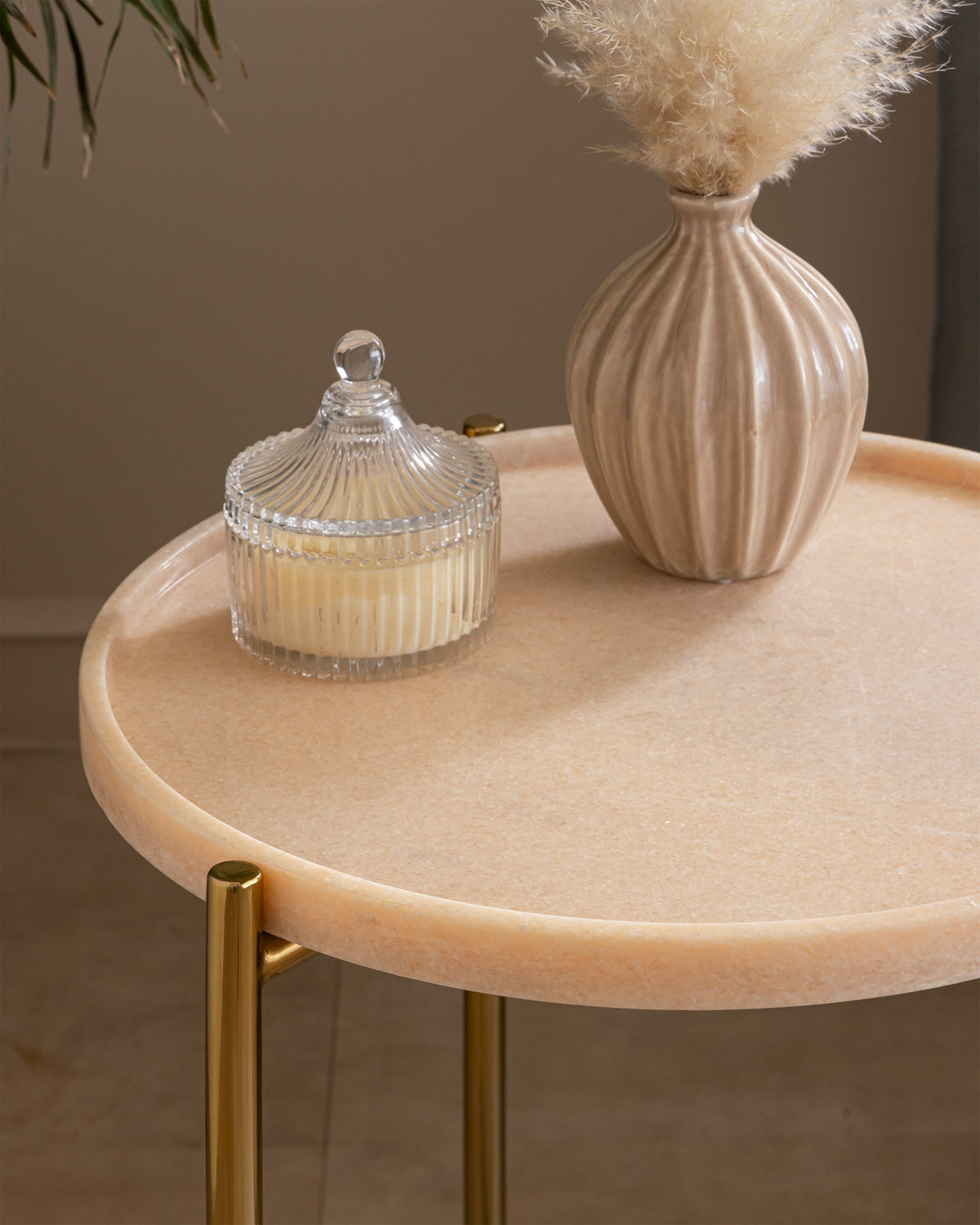 Tri Metal Accent Table â€” Rose Gold & Pink Marble | Handcrafted Side Table