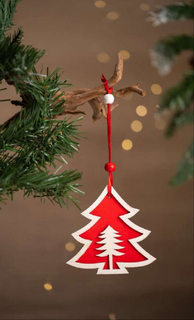 Red & White Christmas Tree Hanging Hanging Ornament_CC105