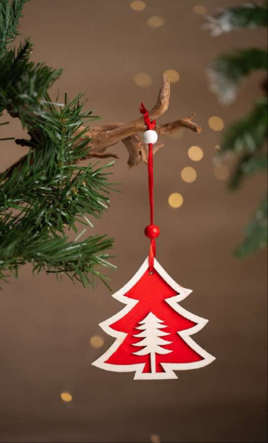 Red & White Christmas Tree Hanging Hanging Ornament_CC105