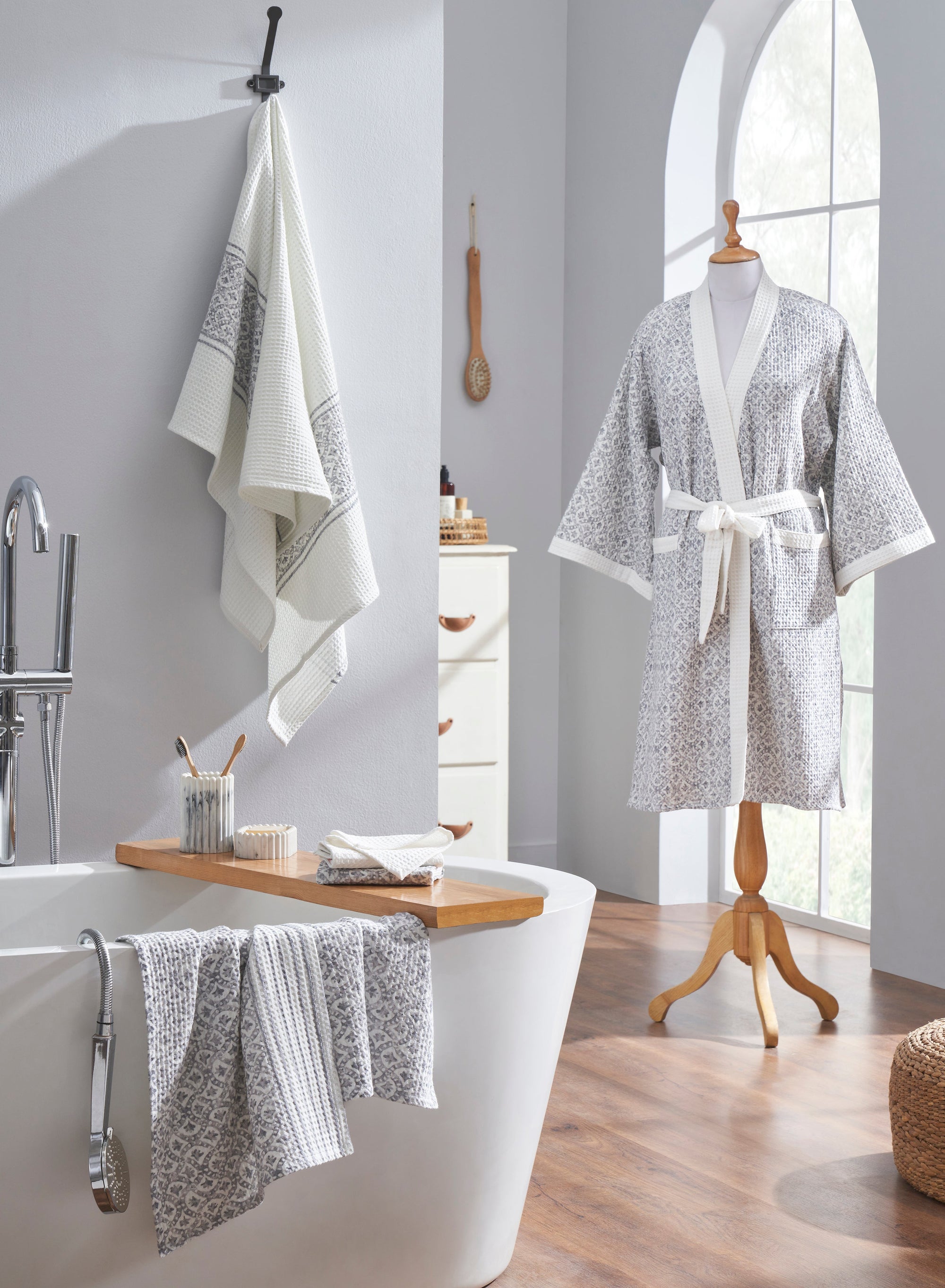 Tessellate Grey Face Towel | Set Of 2