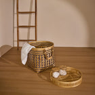 Open round laundry basket natural brown