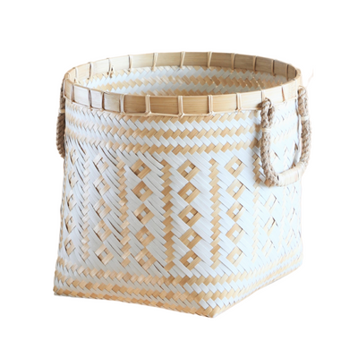 Open round laundry basket natural White