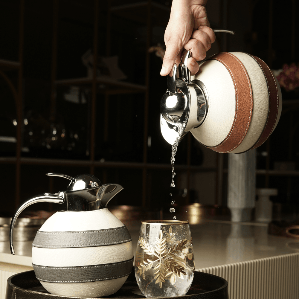 Leather Thermo Jug | Beige & Grey