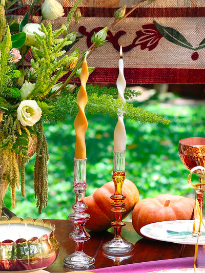 Spiral Taper Candles Set of 2 - Ivory & Biscoff