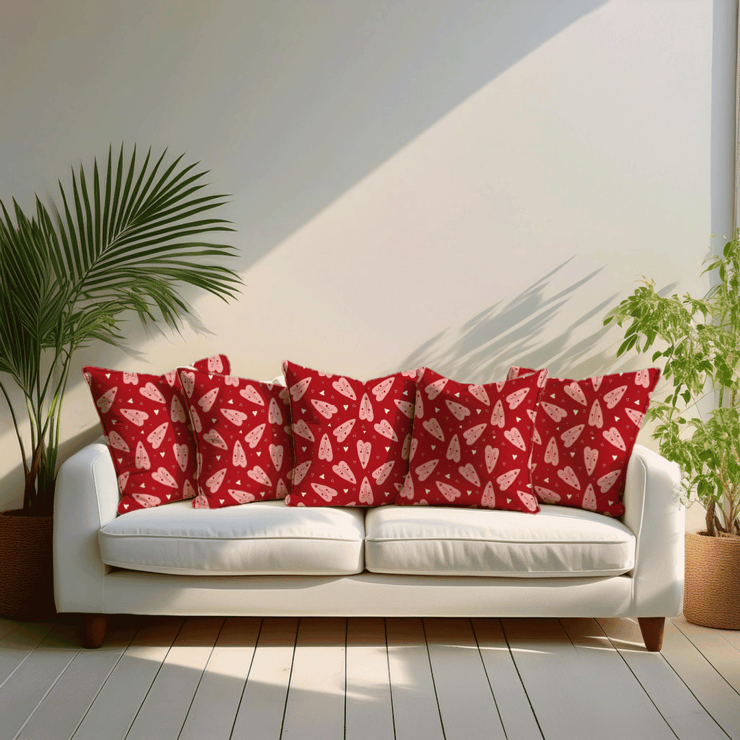 Lush Love Hearts Cushion Cover for Valentine - Velvet - 16x16in