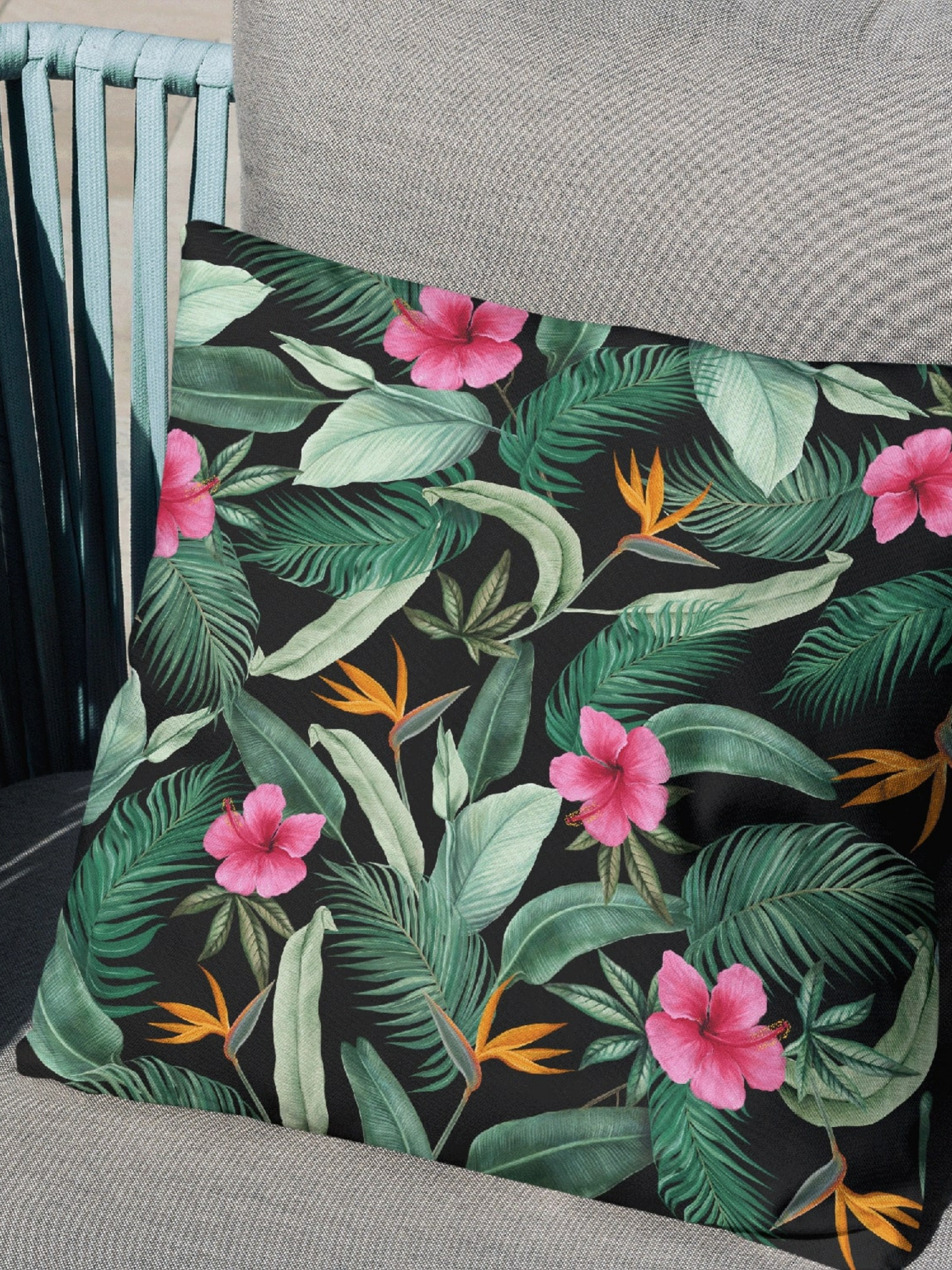 Velvet Tropicana Cushion Cover