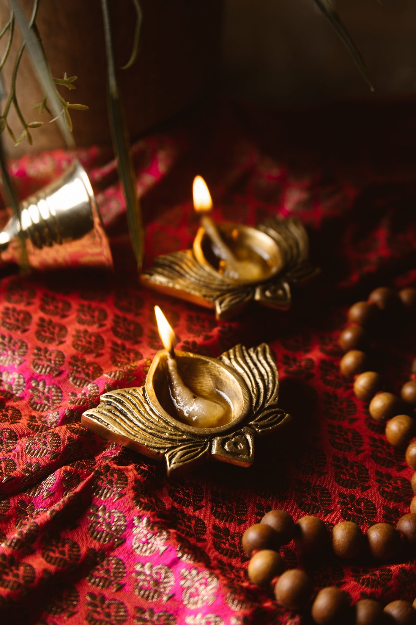 Brass Diyas | Lotus Design | Set of 2