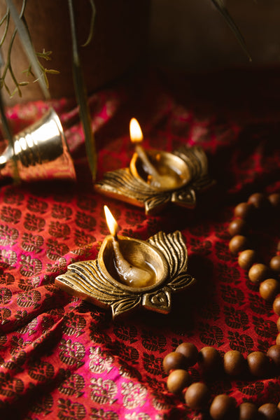 Brass Diyas | Lotus Design | Set of 2