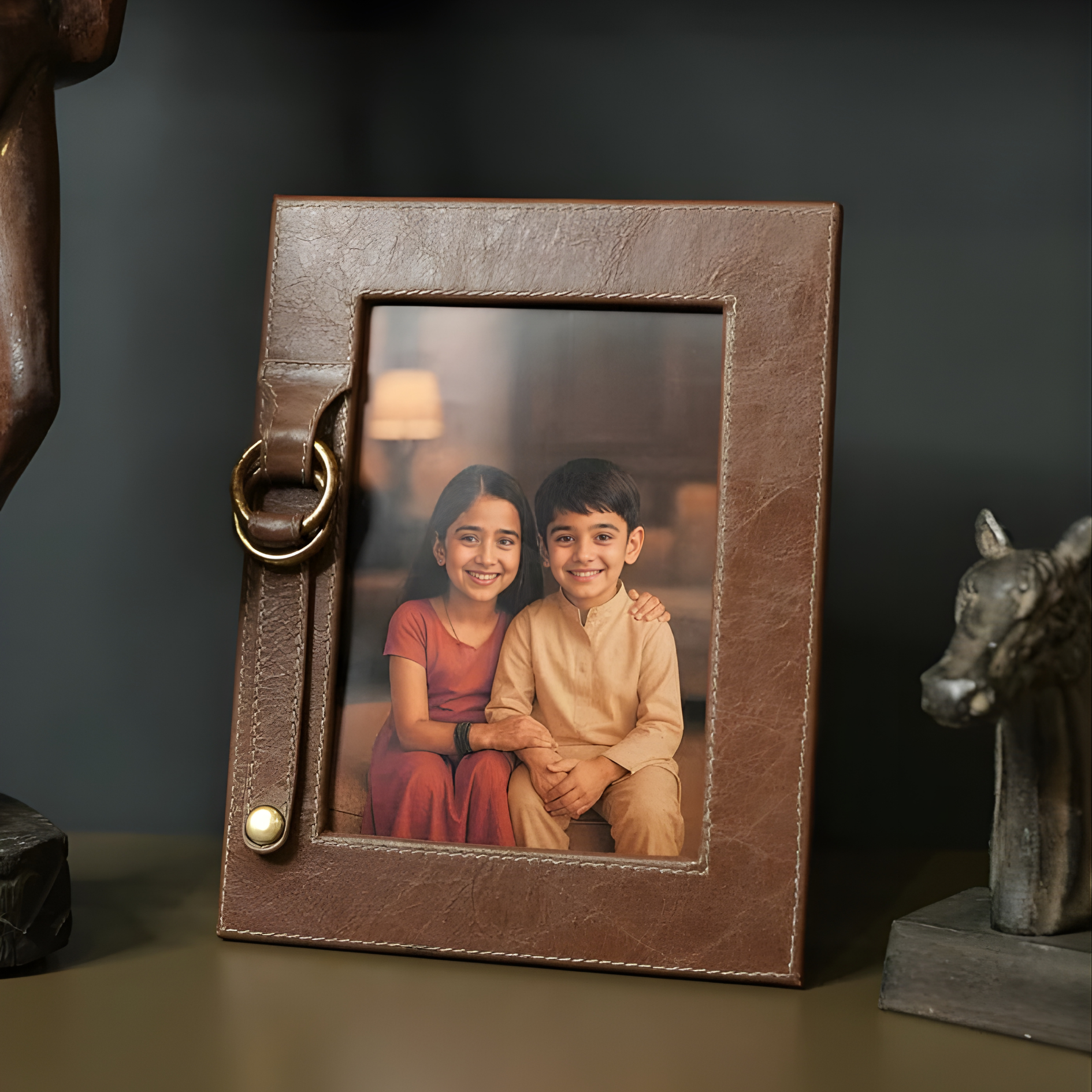Vintage Photo Frame genuine leather vintage style photo frame India - The Mage Home