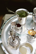 Brass Pooja Thali | Silver Finish | Set of 12