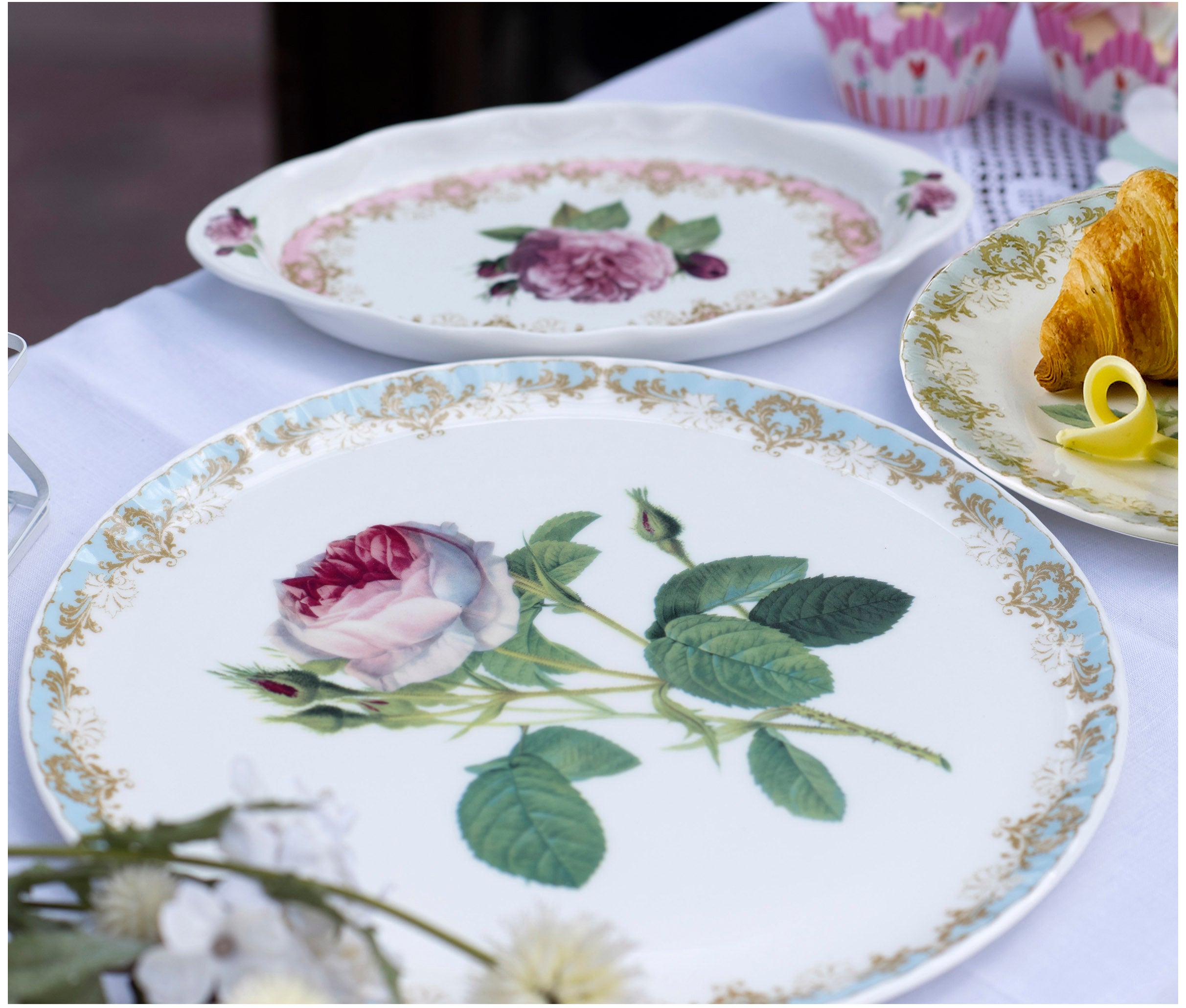 Vintage Rose Cake Plate
