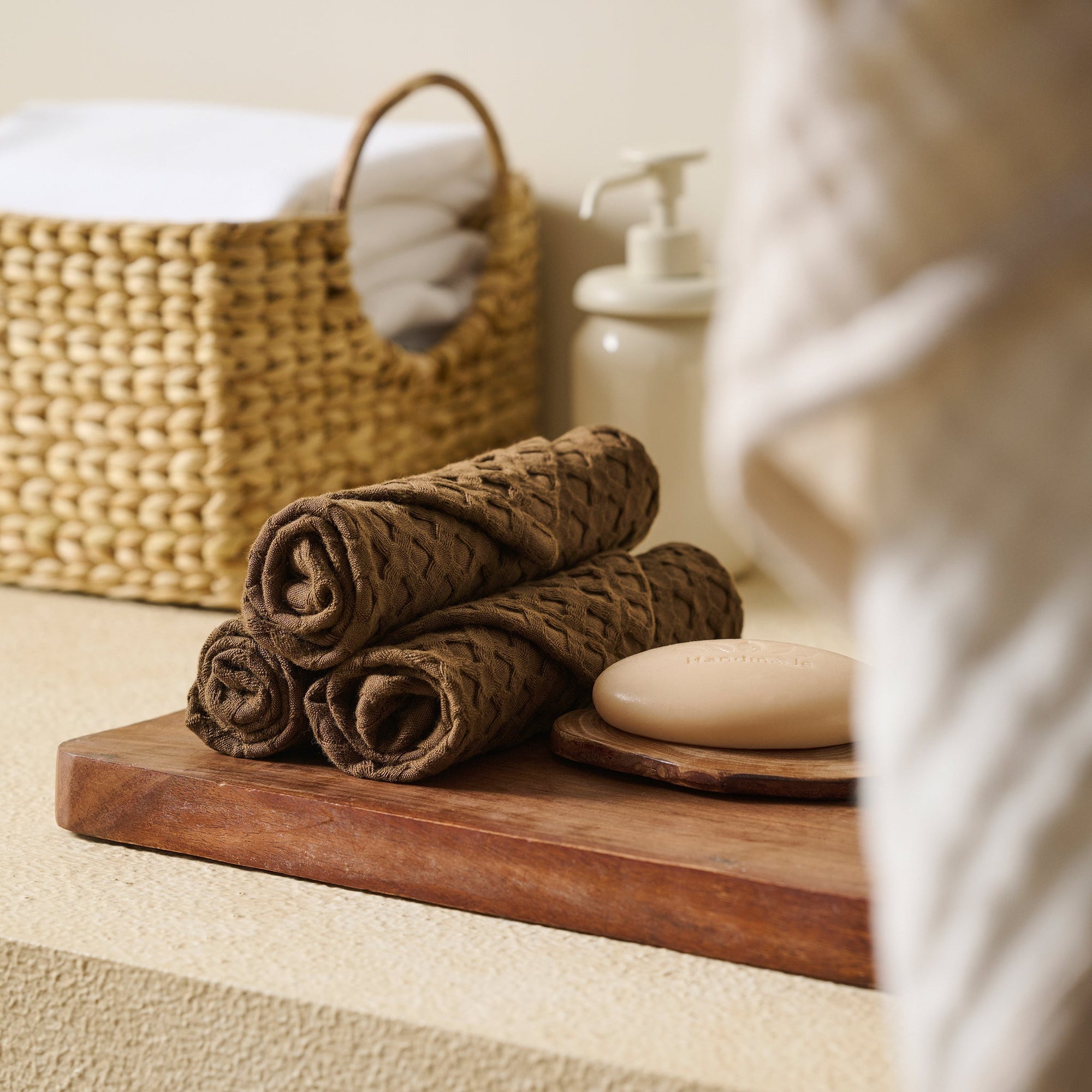 Walnut | Cotton Bamboo | Waffle | Face Towel