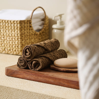 Walnut | Cotton Bamboo | Waffle | Face Towel