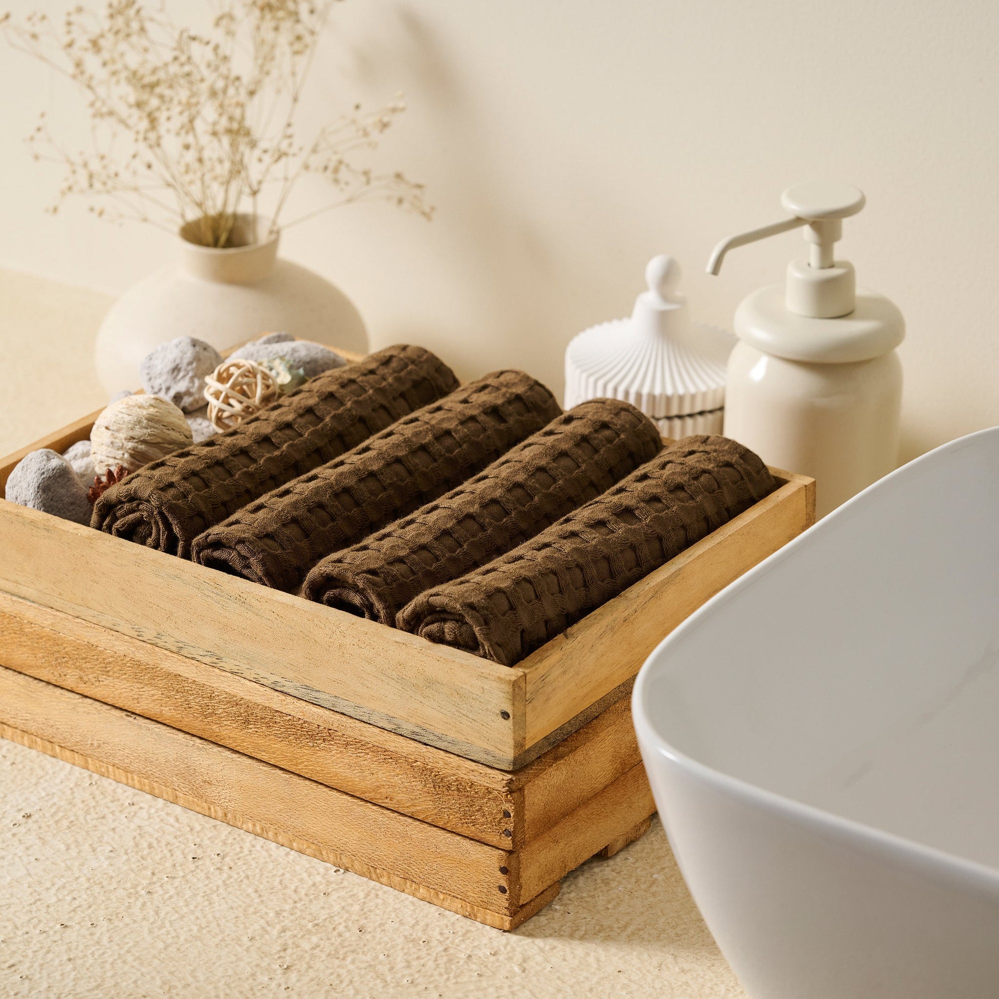 Walnut | Cotton Bamboo | Waffle | Face Towel