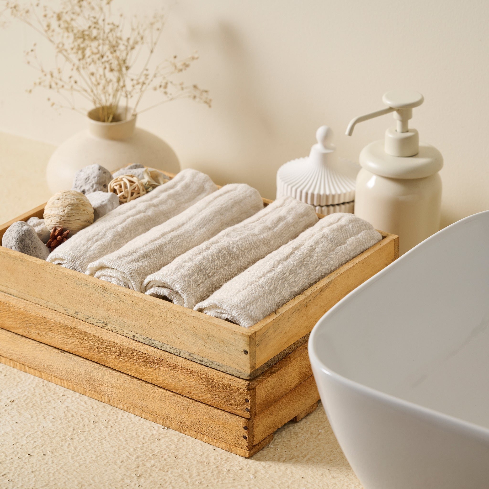 Warm Khaki | Cotton | Gauze | Face Towel - Product Image 