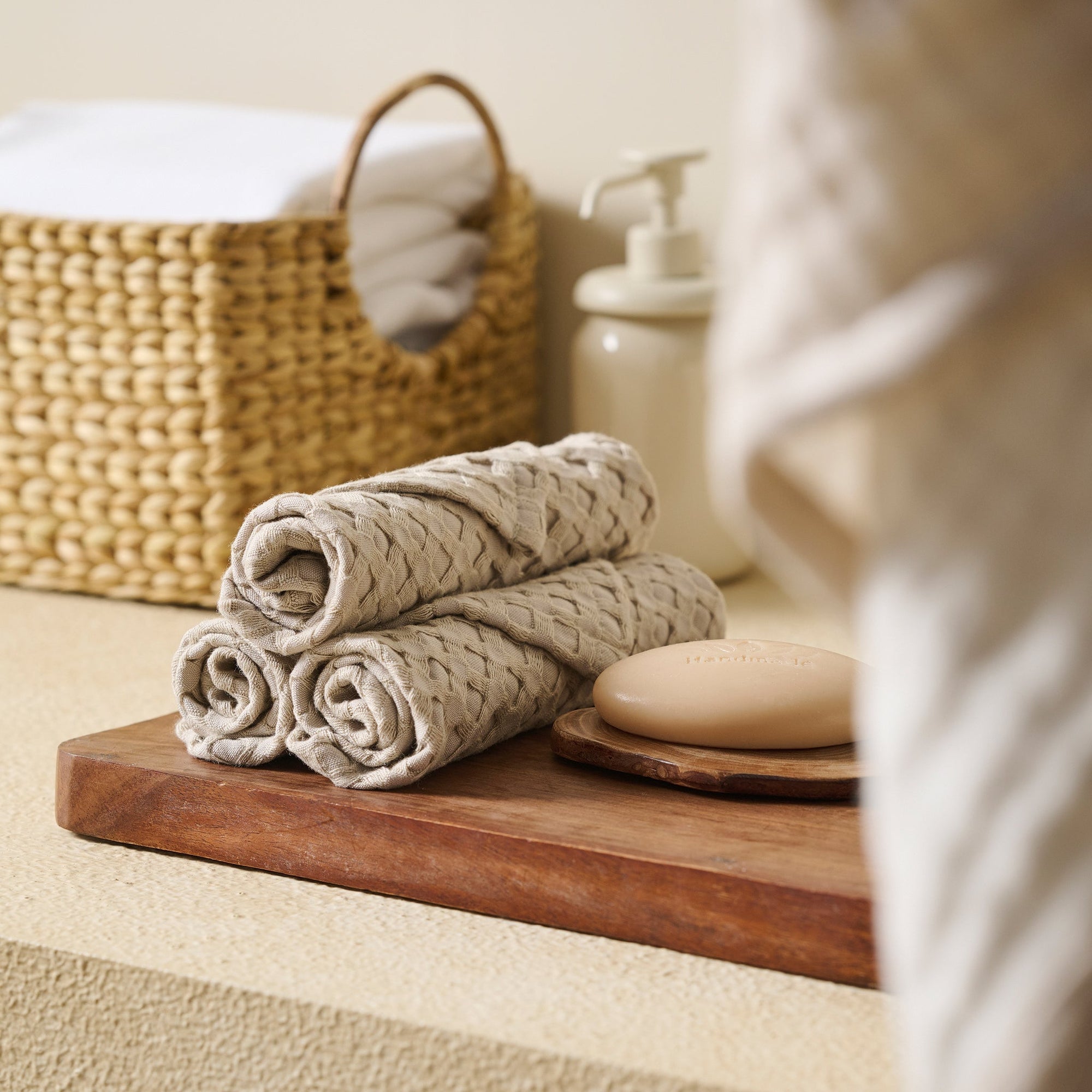 Warm Khaki | Cotton Bamboo | Waffle | Face Towel