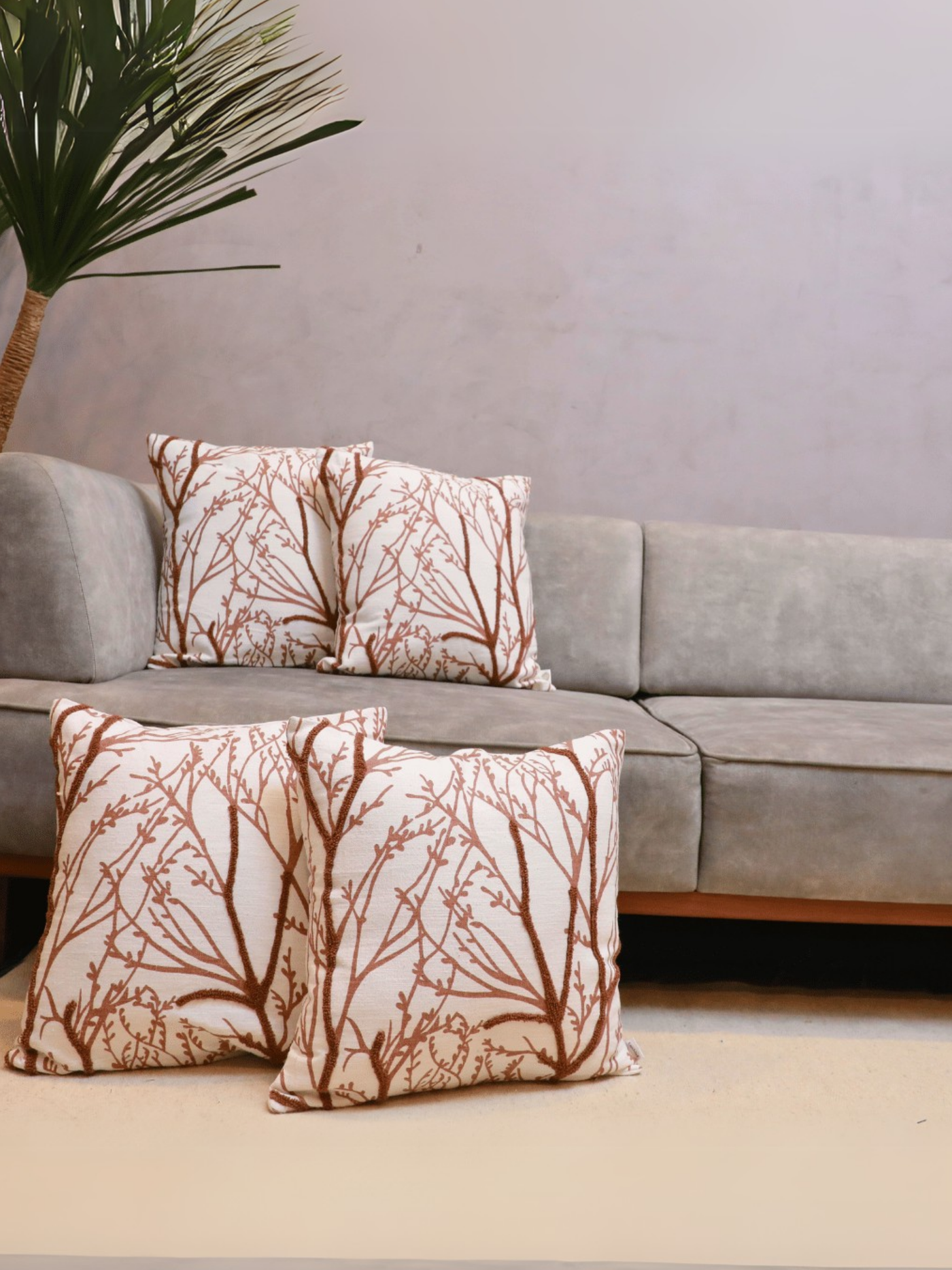 Woodland Branches Tufted Cushion Cover - Set of 5