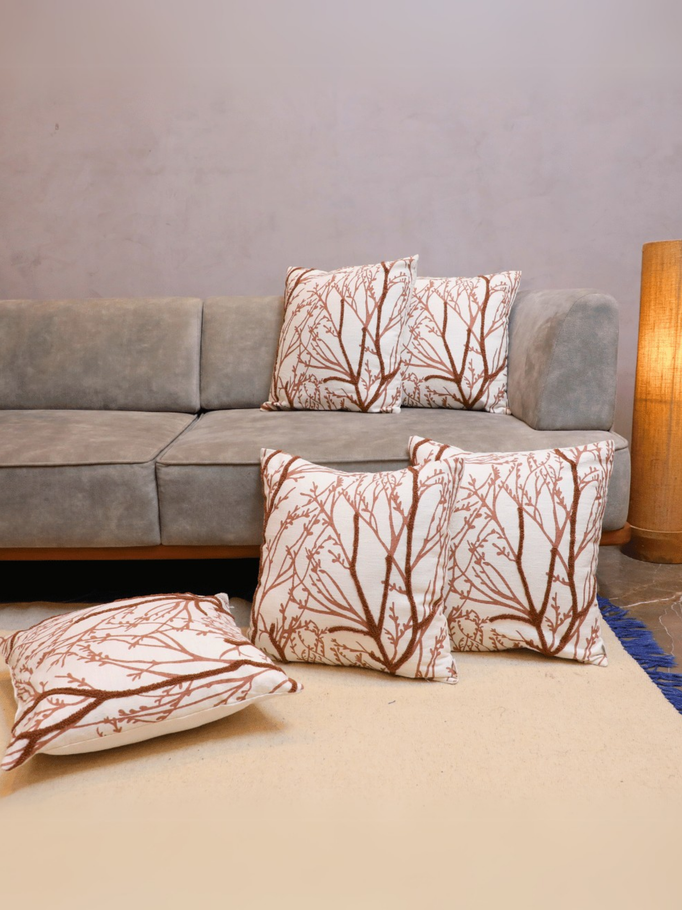 Woodland Branches Tufted Cushion Cover - Set of 5