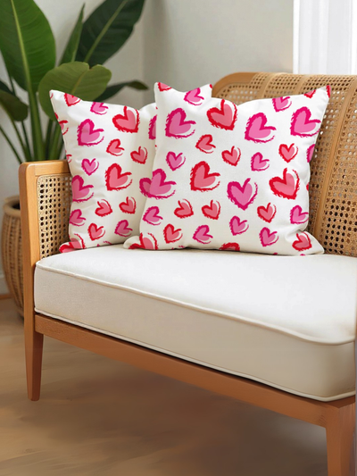 Watercolor Hearts Cushion Cover for Valentine - Velvet - 16x16in