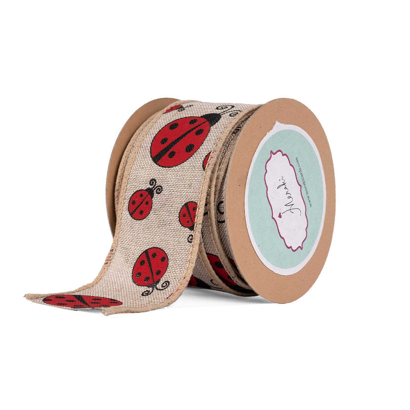 Faux Jute Ladybug Ribbon
