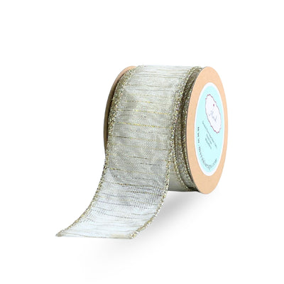 White with Silver Accents Ribbon