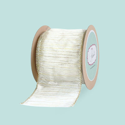 White with Silver Accents Ribbon