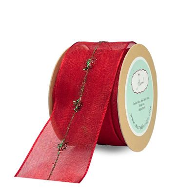 Red Sheer Vine-fringe Ribbon