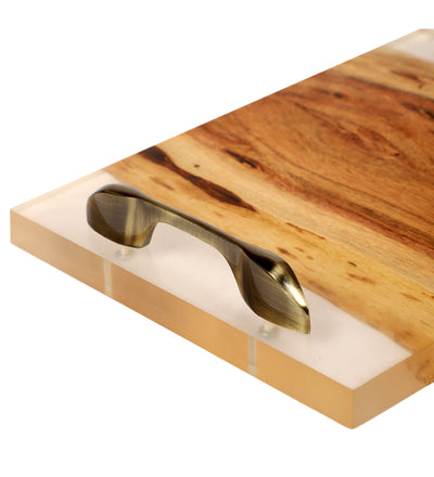 Luxurious Acacia Wooden Tray with Transparent Resin Inlay (12" x 8")