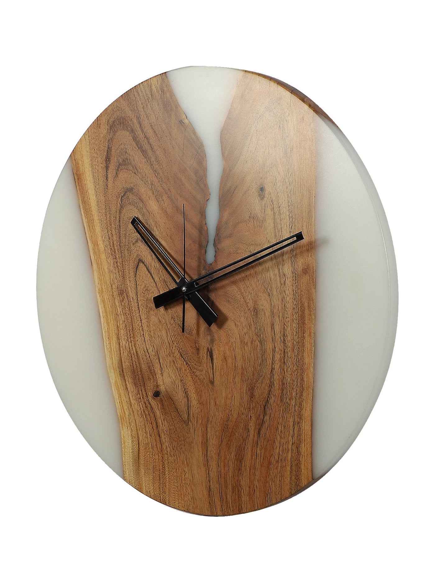 Azur Resin Wall Clock – Elegant Fusion of Acacia Wood & Resin-White