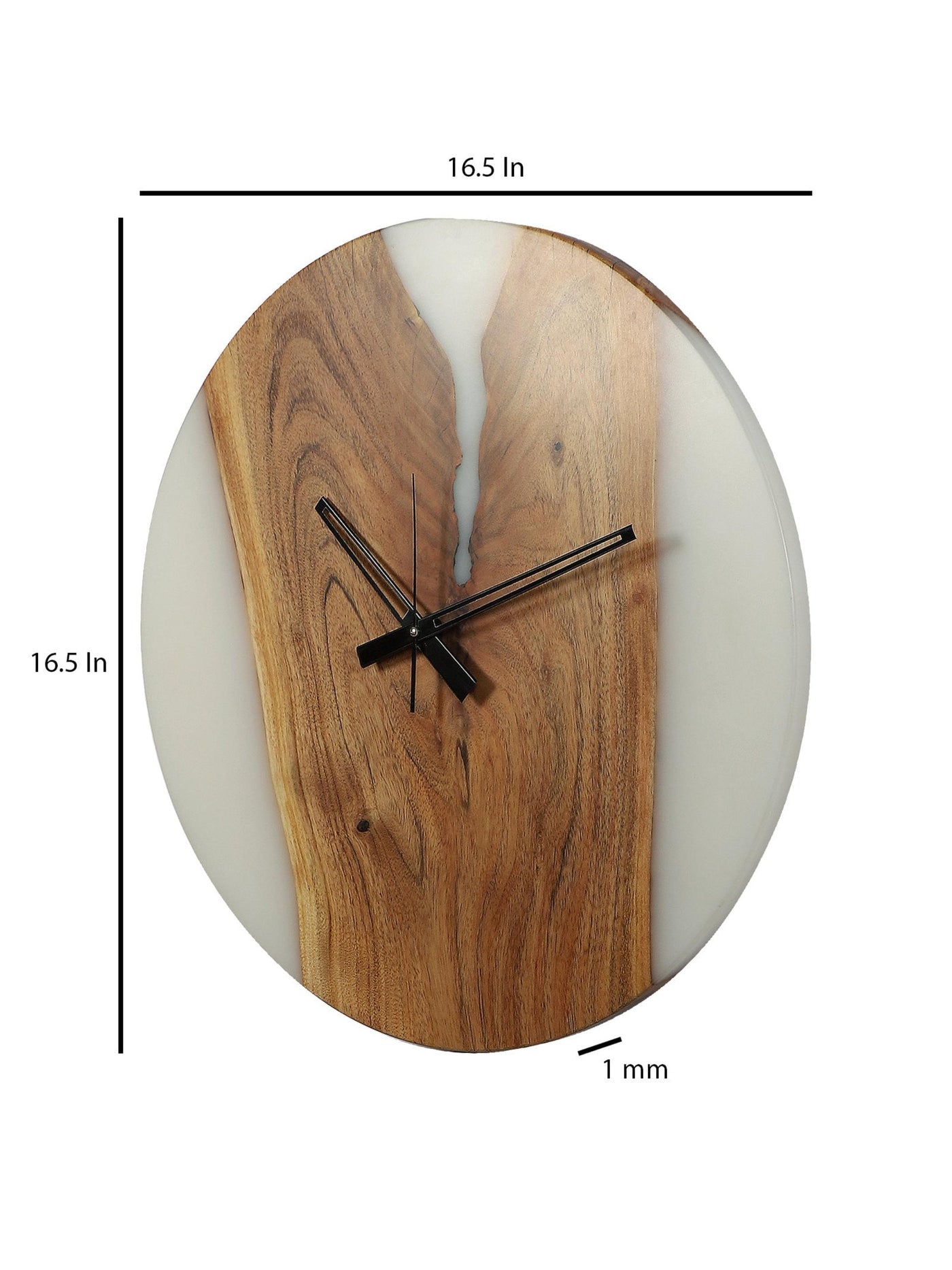 Azur Resin Wall Clock – Elegant Fusion of Acacia Wood & Resin-White