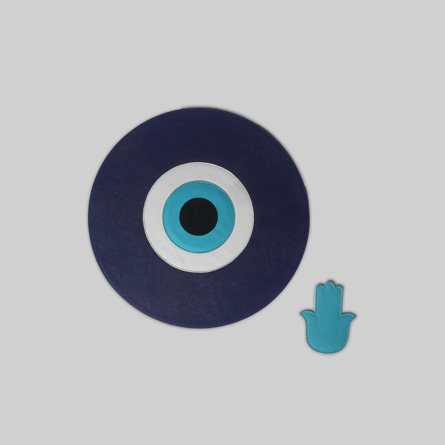 Evil eye leather placemats stacked set of 6 India - The Mage Home