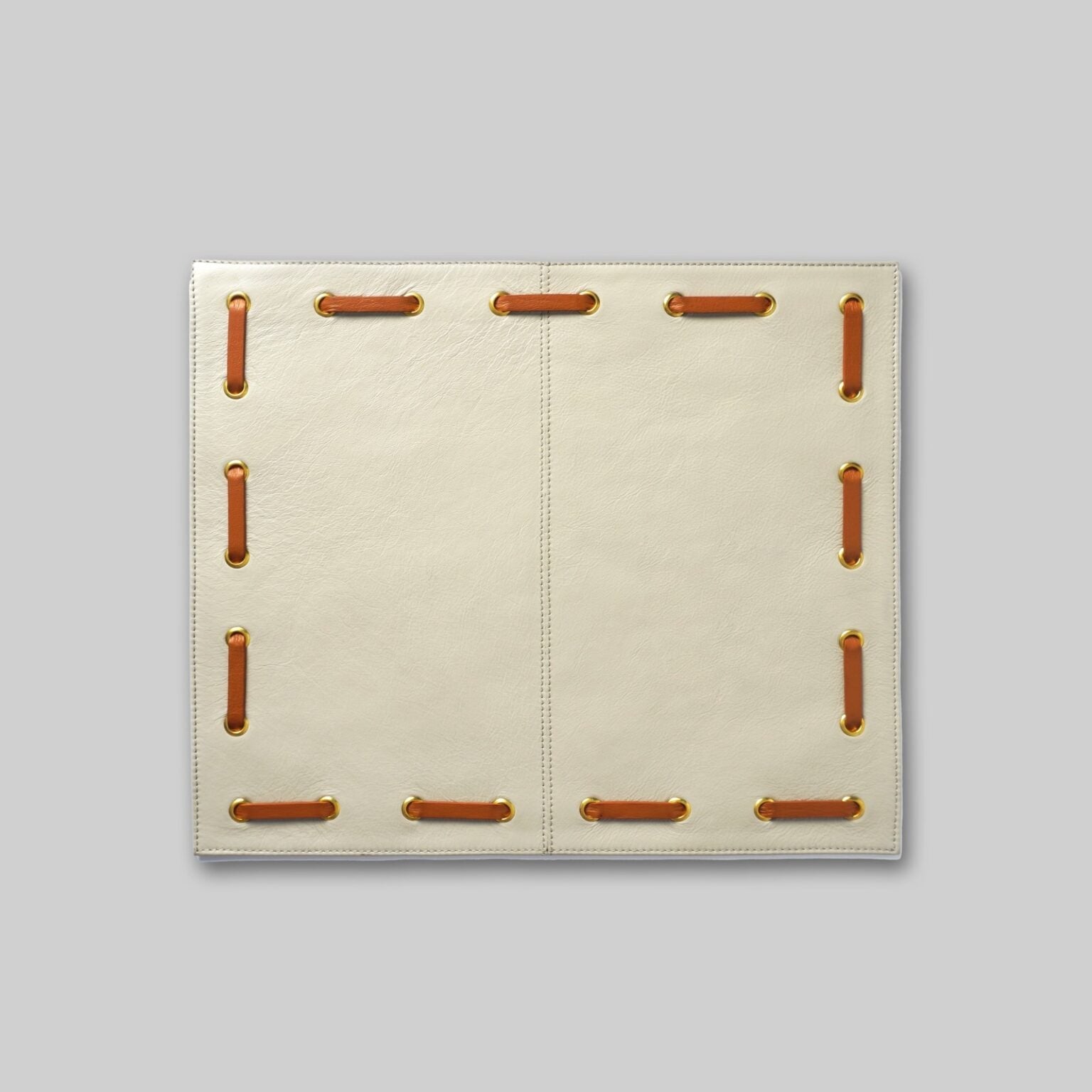 Eyelet leather mats close up detail India - The Mage Home