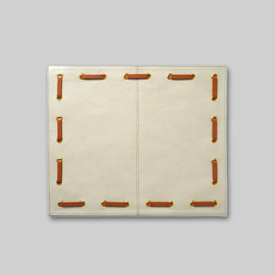 Eyelet leather mats close up detail India - The Mage Home