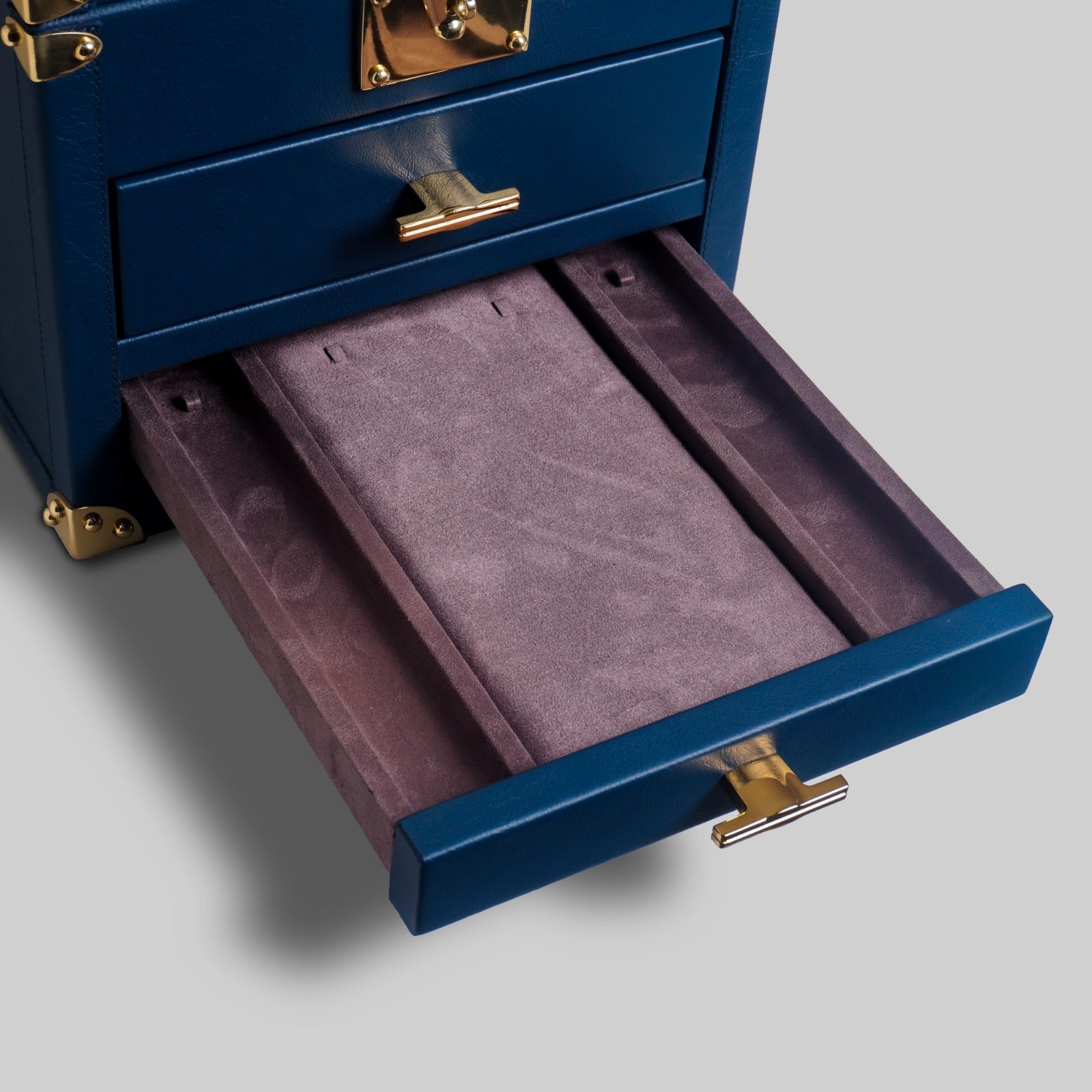 Leather jewellery box dark blue India The Mage Home