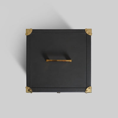 Leather jewellery organiser metal lock key brass accent detail - The Mage Home