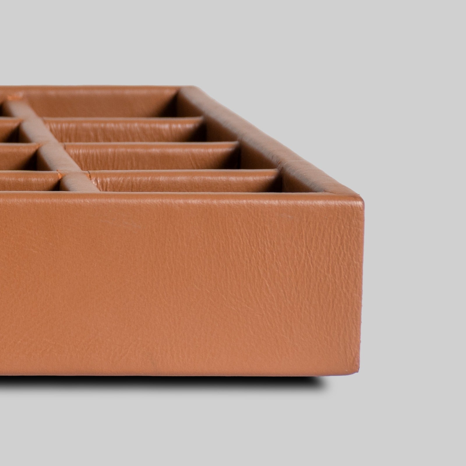 Leather jewellery organiser tray close up premium finish detail - The Mage Home