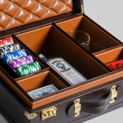 Poker leather case front view premium finish India - The Mage Home