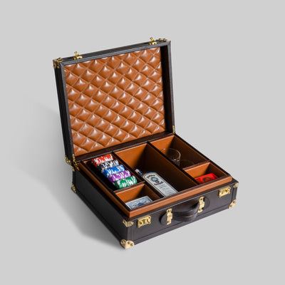 Poker briefcase open showing cards chips and accessories - The Mage Home