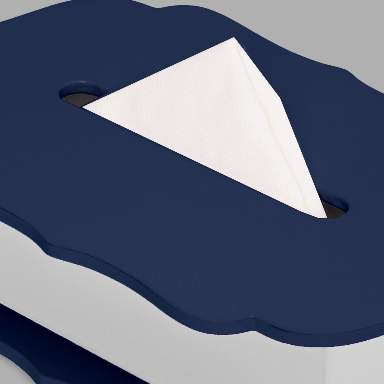 Blue silhouette tissue holder front view displayed on desk India - The Mage Home