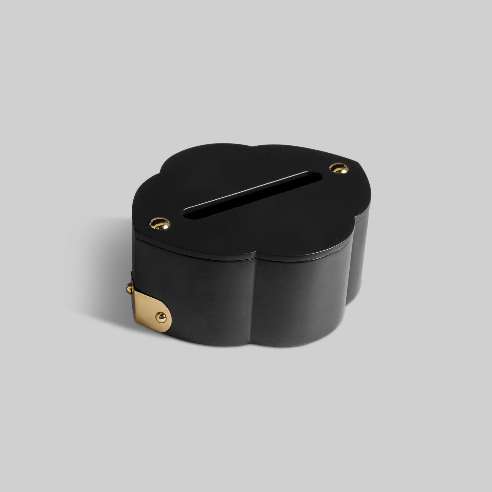 Dark charcoal tissue box front view premium leather India - The Mage Home