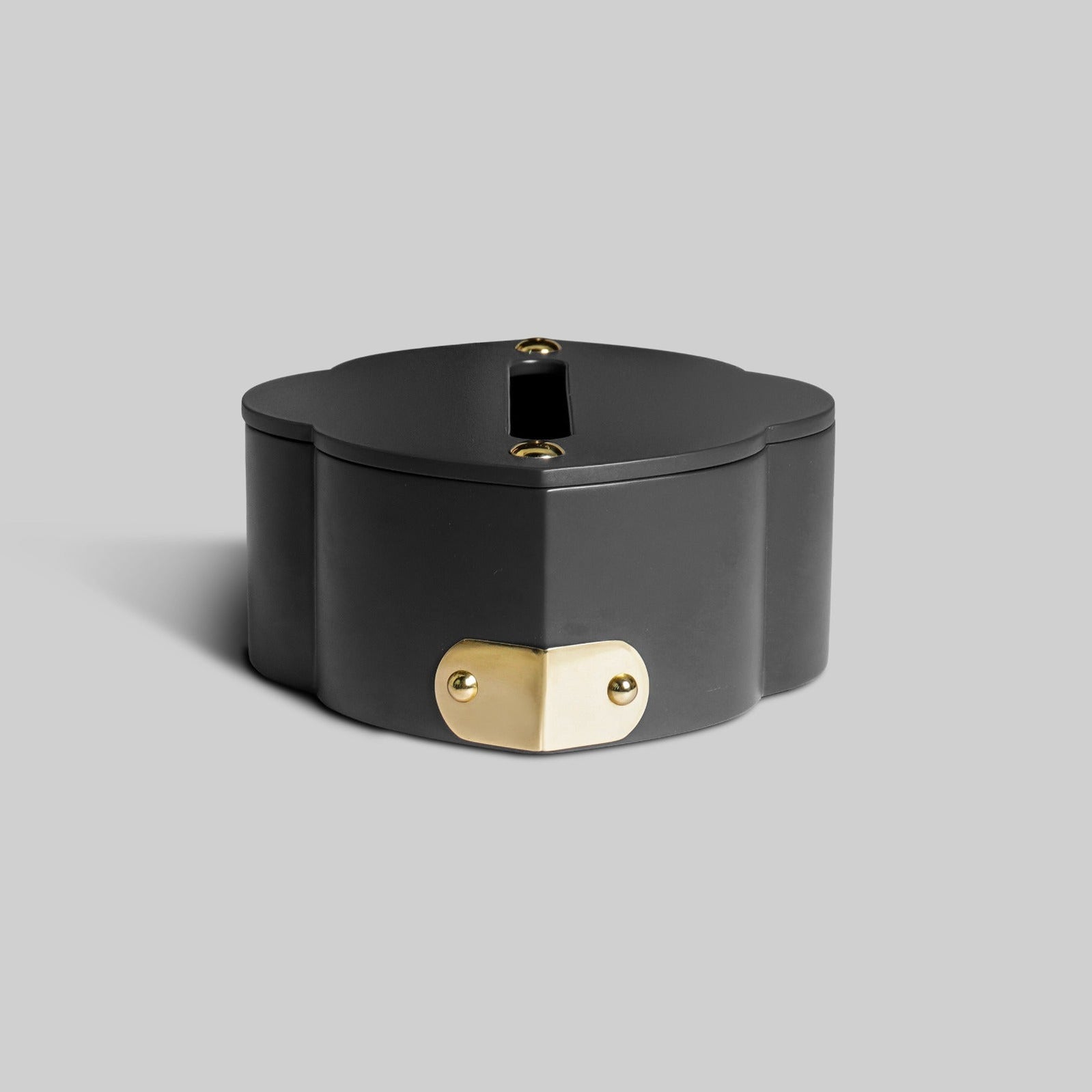 Coal leather tissue box top view open India - The Mage Home