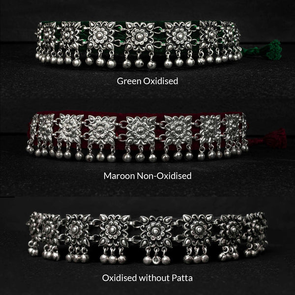Chauki Ghungru Guluband Silver Choker