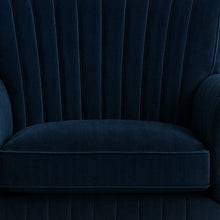 Detailed Tufted Super Comfy Navy Blue Velvet Sofa Lounge Chair
